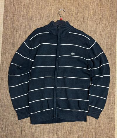 Lacoste Striped Zip-Up Sweater